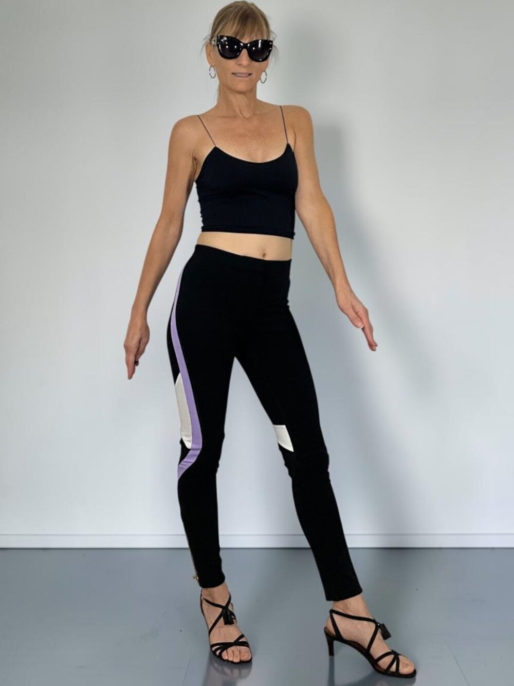 Versace Skinny Pant 40 Small S Black Colorblock Ankle Zippers